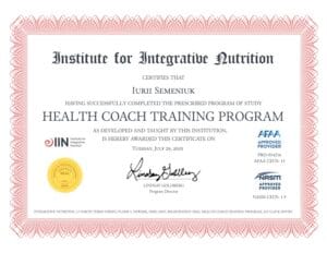 IIN Iurii Semeniuk Health Coach Certificate